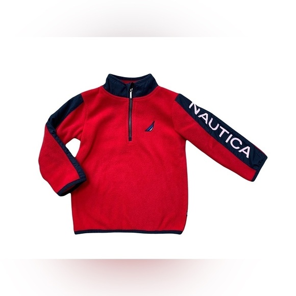 Nautica Size 24 Months Red Fleece Quarter Zip. - Picture 1 of 5